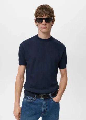 Geripptes Strick-T-Shirt