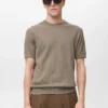 Geripptes Strick-T-Shirt Geripptes Strick-T-Shirt