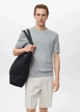 Geripptes Strick-T-Shirt