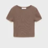 Geripptes Strick-T-Shirt Geripptes Strick-T-Shirt