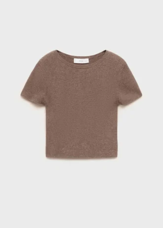 Geripptes Strick-T-Shirt