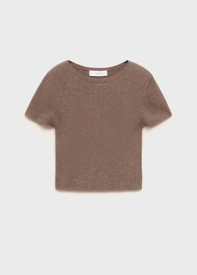 Geripptes Strick-T-Shirt Geripptes Strick-T-Shirt