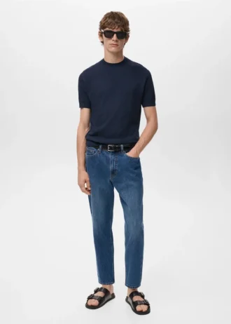 Geripptes Strick-T-Shirt