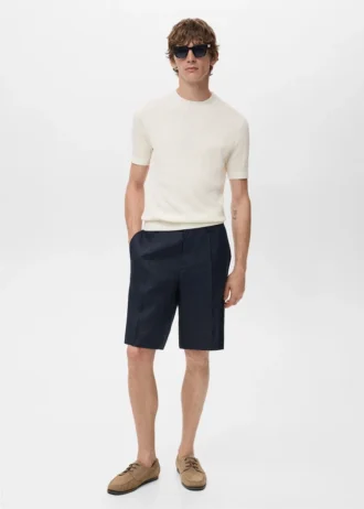 Geripptes Strick-T-Shirt