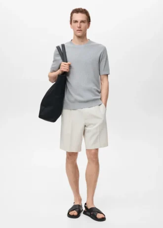 Geripptes Strick-T-Shirt