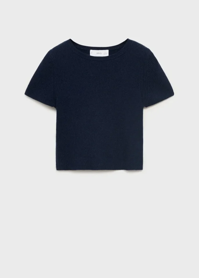 Geripptes Strick-T-Shirt Geripptes Strick-T-Shirt