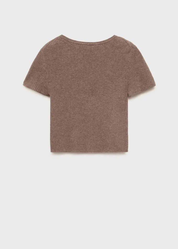 Geripptes Strick-T-Shirt Geripptes Strick-T-Shirt