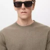 Geripptes Strick-T-Shirt Geripptes Strick-T-Shirt