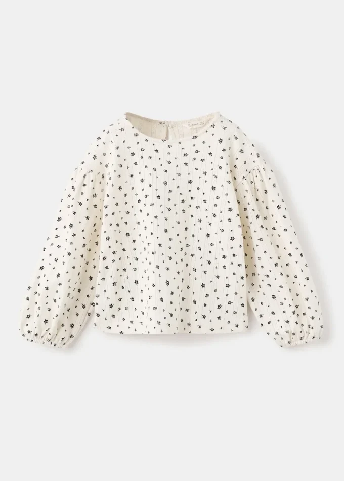 Geripptes T-Shirt mit Blumenmuster Geripptes T-Shirt mit Blumenmuster