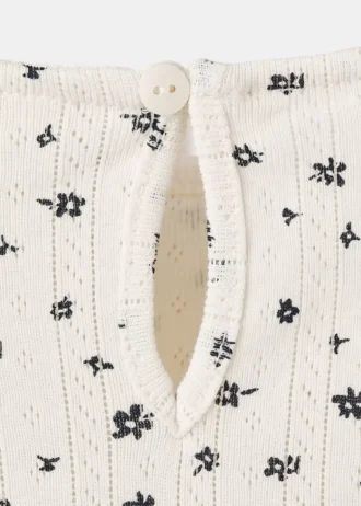 Geripptes T-Shirt mit Blumenmuster
