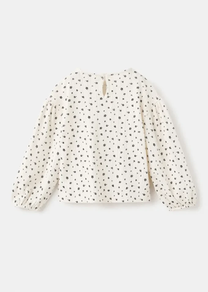Geripptes T-Shirt mit Blumenmuster Geripptes T-Shirt mit Blumenmuster