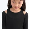 Geripptes T-Shirt mit Cut-outs Geripptes T-Shirt mit Cut-outs