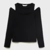 Geripptes T-Shirt mit Cut-outs Geripptes T-Shirt mit Cut-outs