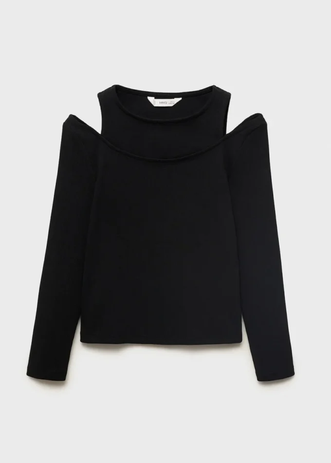 Geripptes T-Shirt mit Cut-outs Geripptes T-Shirt mit Cut-outs