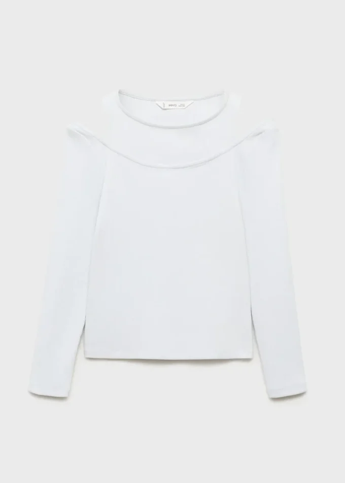 Geripptes T-Shirt mit Cut-outs Geripptes T-Shirt mit Cut-outs