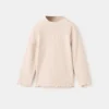 Geripptes T-Shirt mit hohem Kragen