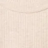 Geripptes T-Shirt mit hohem Kragen