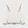 Geripptes T-Shirt mit Rüschen Geripptes T-Shirt mit Rüschen