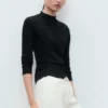 Geripptes T-Shirt mit Wellenkante