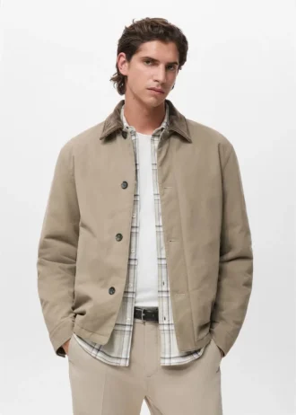 Gesteppte Jacke mit Cordkragen