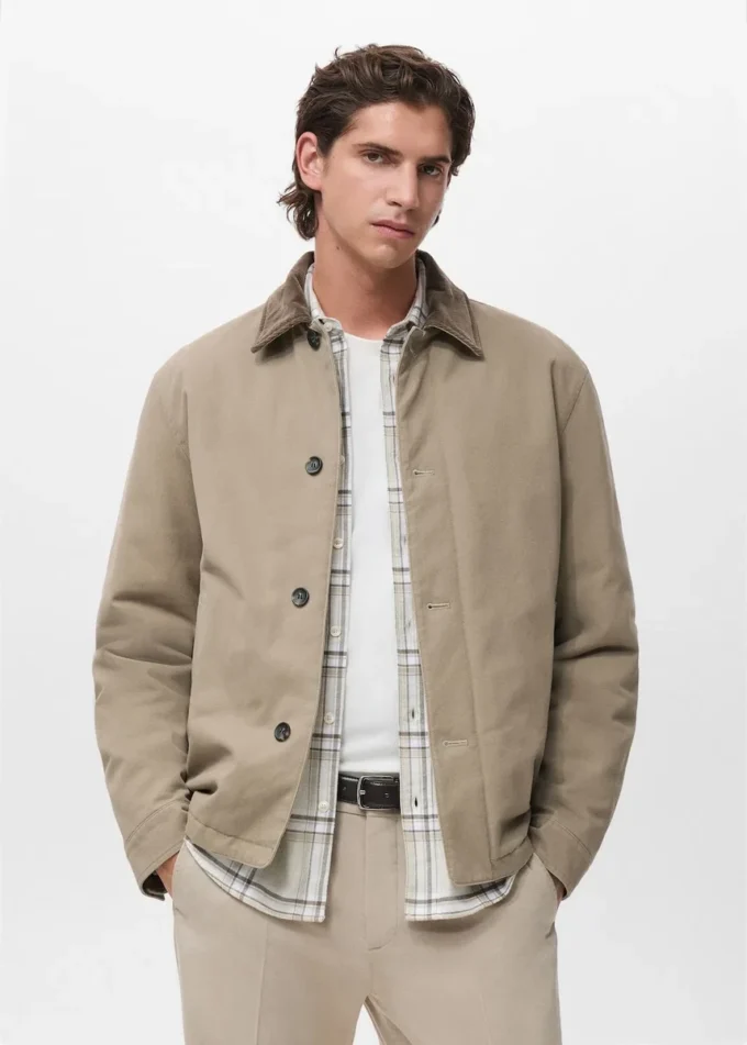Gesteppte Jacke mit Cordkragen