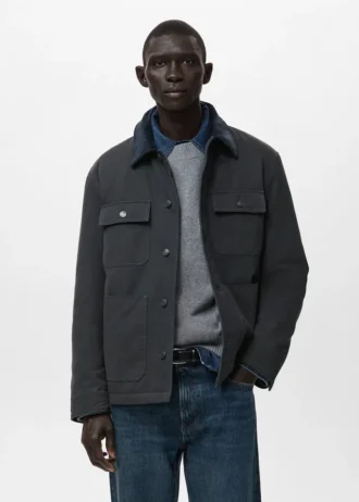 Gesteppte Jacke mit Cordkragen