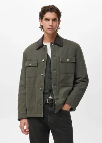 Gesteppte Jacke mit Cordkragen