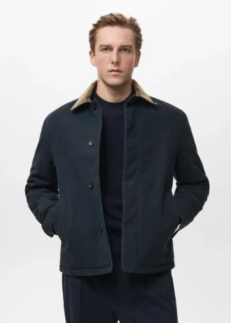 Gesteppte Jacke mit Cordkragen