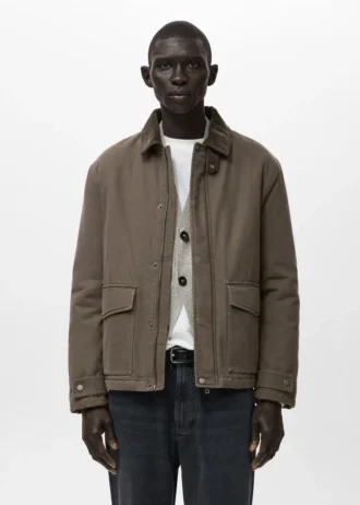 Gesteppte Jacke mit Cordkragen