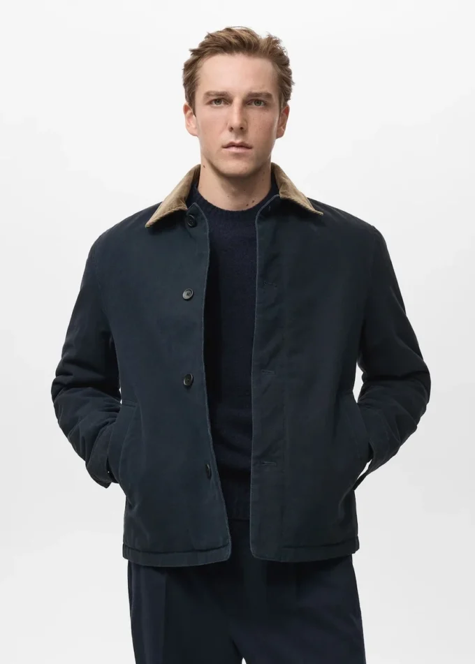 Gesteppte Jacke mit Cordkragen