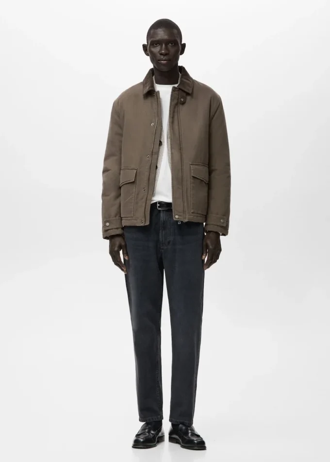 Gesteppte Jacke mit Cordkragen
