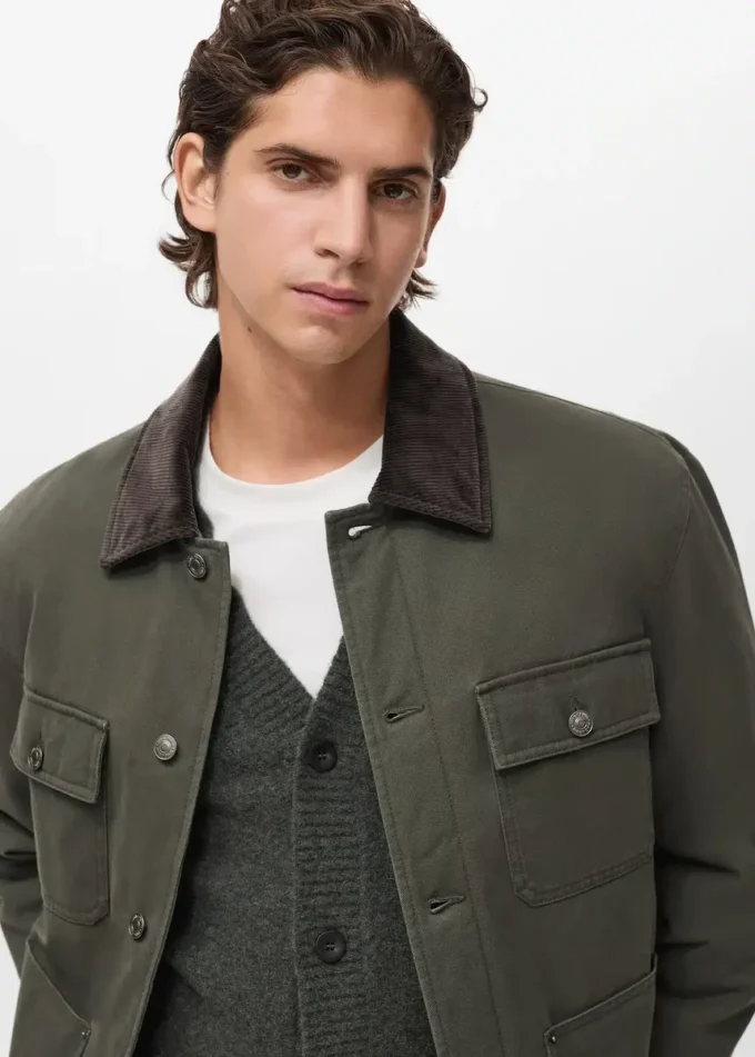 Gesteppte Jacke mit Cordkragen