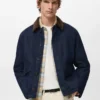 Gesteppte Jeansjacke mit Cordkragen Gesteppte Jeansjacke mit Cordkragen