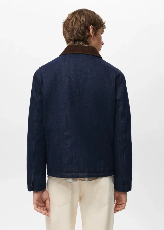 Gesteppte Jeansjacke mit Cordkragen Gesteppte Jeansjacke mit Cordkragen