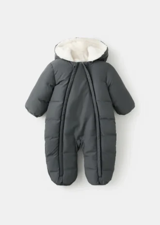 Gesteppter Hoodie mit Fellkapuze