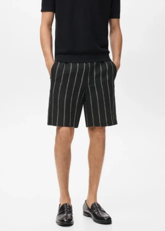 Gestreifte Bermudashorts aus Leinenmischung