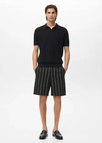 Gestreifte Bermudashorts aus Leinenmischung