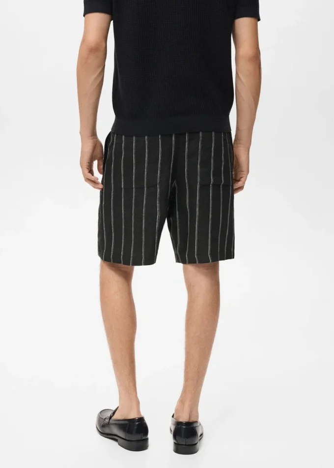 Gestreifte Bermudashorts aus Leinenmischung Gestreifte Bermudashorts aus Leinenmischung