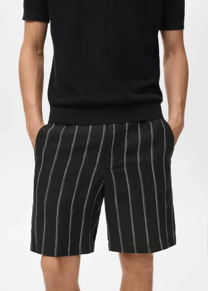 Gestreifte Bermudashorts aus Leinenmischung Gestreifte Bermudashorts aus Leinenmischung