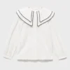 Gestreifte Bluse mit Peter-Pan-Kragen Gestreifte Bluse mit Peter-Pan-Kragen