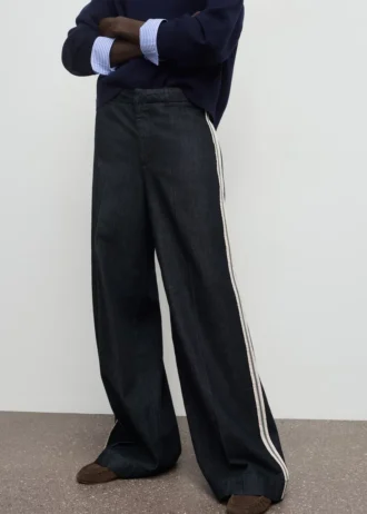 Gestreifte Jeans mit weitem Bein