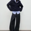 Gestreifte Jeans mit weitem Bein