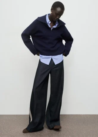 Gestreifte Jeans mit weitem Bein
