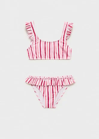 Gestreifter Bikini mit Rüschen