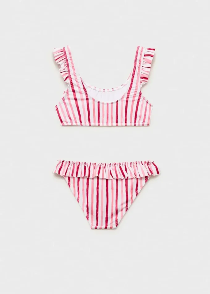 Gestreifter Bikini mit Rüschen