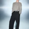 Gestreifter Lurex-Strickpullover