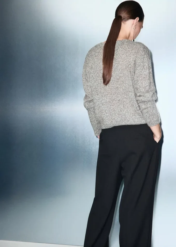 Gestreifter Lurex-Strickpullover
