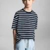 Gestreiftes Baumwoll-T-Shirt Gestreiftes Baumwoll-T-Shirt