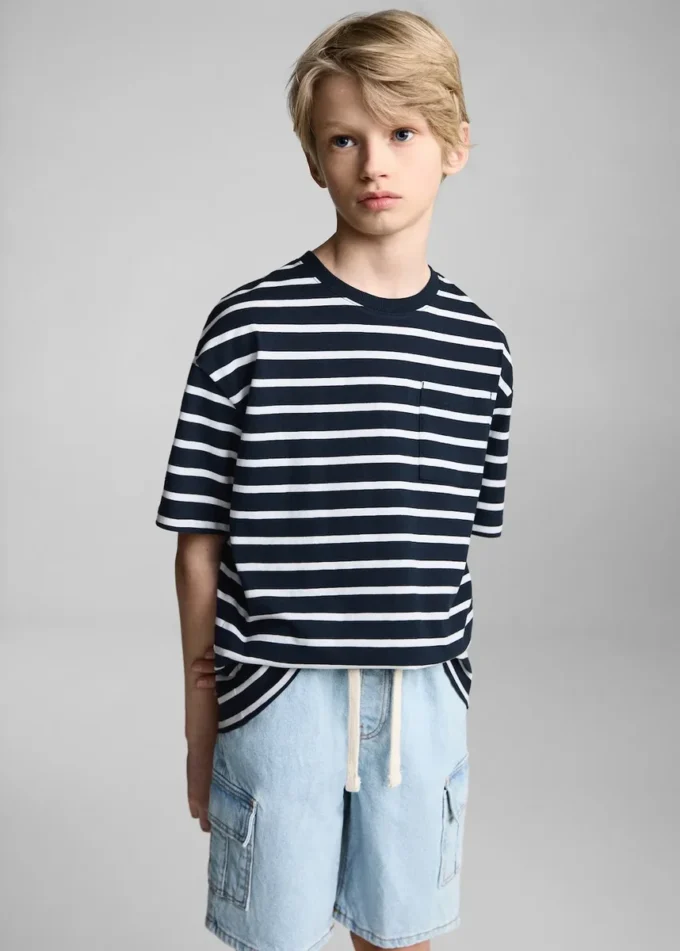 Gestreiftes Baumwoll-T-Shirt Gestreiftes Baumwoll-T-Shirt