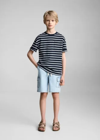 Gestreiftes Baumwoll-T-Shirt